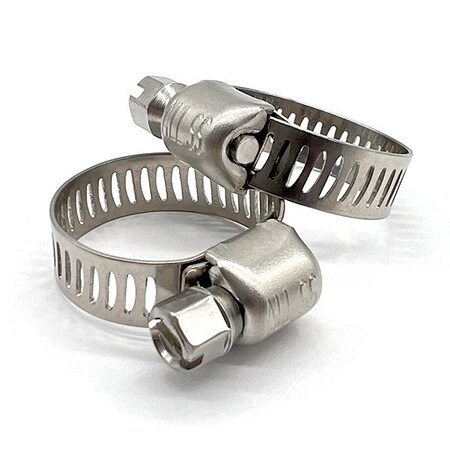 Boltsandnuts.Com 100 Pieces #8 Micro Worm Gear Hose Clamp 304 Stainless w/ 1/4in Slotted Screw, 100PK 8WGHCMICRO304-100